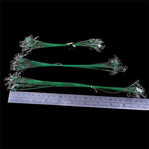 Líderes de Pesca de Acero 50 Unidades con Broches 15cm