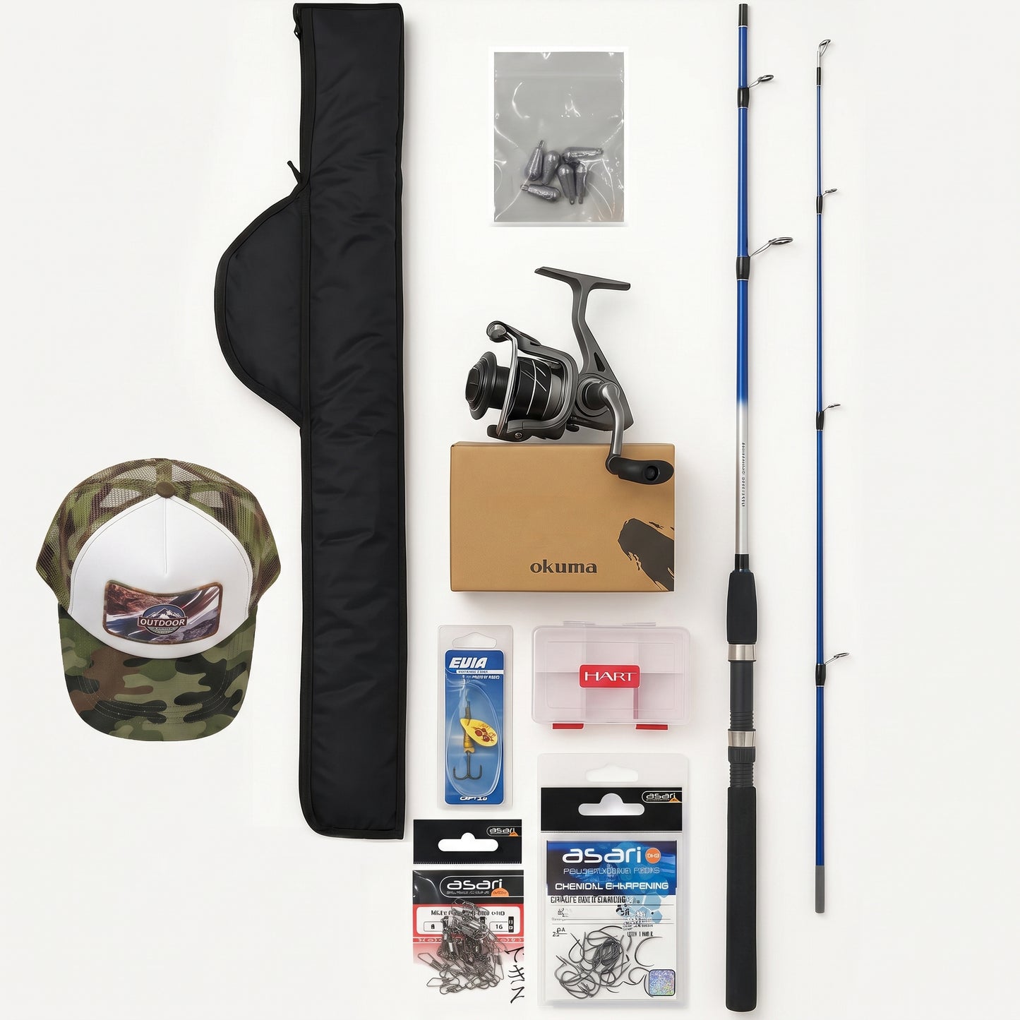 Set de pesca Okuma Fulcrum 1.80 Metros + Accesorios + Jockey de regalo